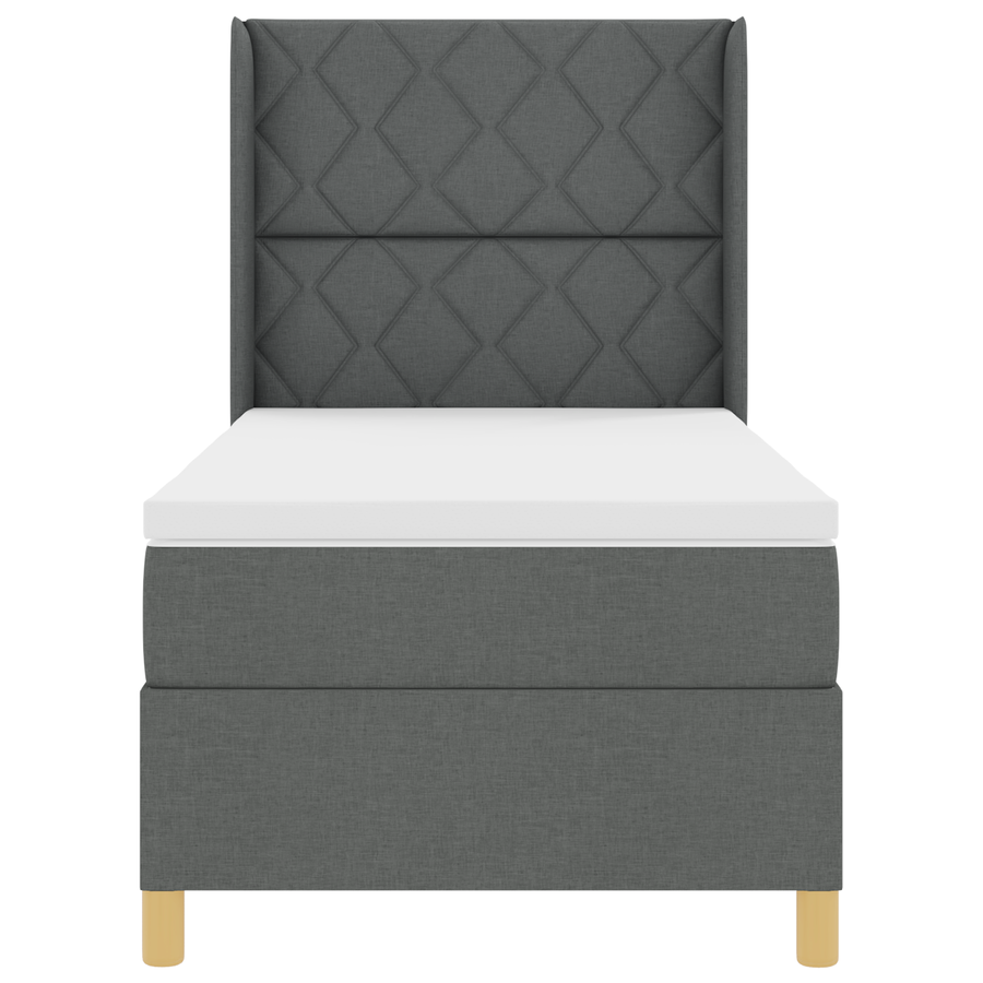 Boxspringbed met matras en LED stof donkergrijs 100x200 cm