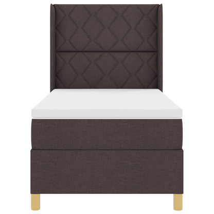 Boxspringbed met matras en LED stof donkerbruin 100x200 cm