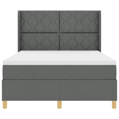 Boxspringbed met matras en LED stof donkergrijs 140x200 cm