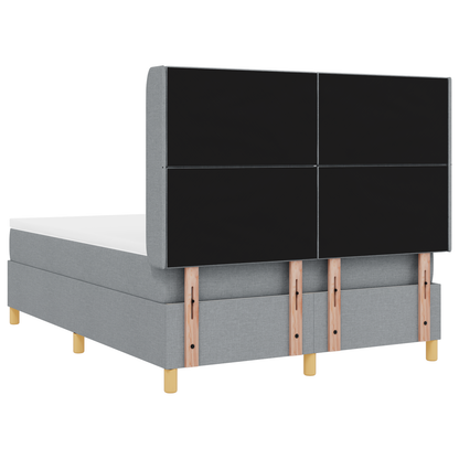 Boxspringbed met matras en LED stof lichtgrijs 160x200 cm