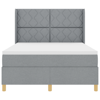 Boxspringbed met matras en LED stof lichtgrijs 160x200 cm
