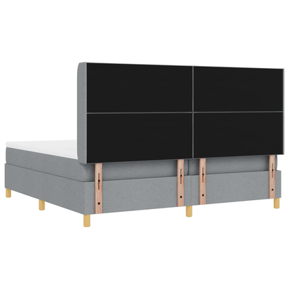 Boxspringbed met matras en LED stof lichtgrijs 200x200 cm
