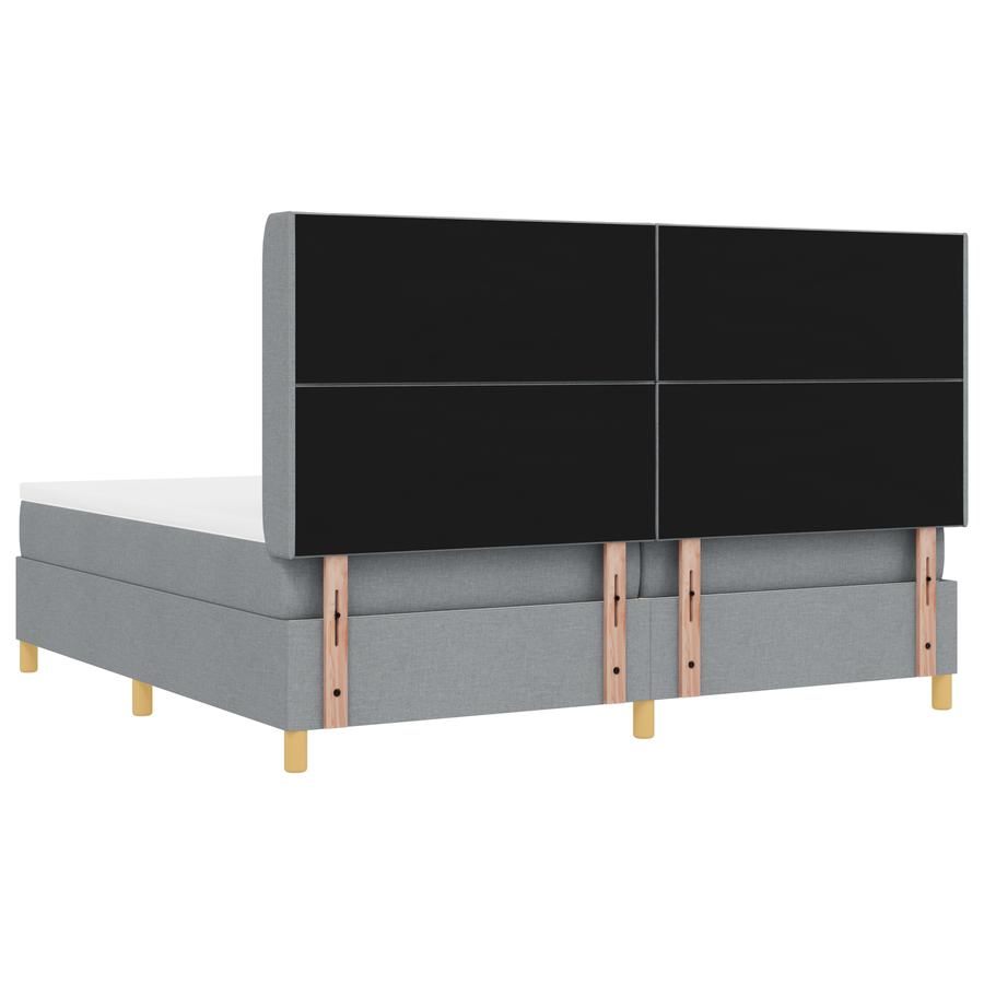 Boxspringbed met matras en LED stof lichtgrijs 200x200 cm