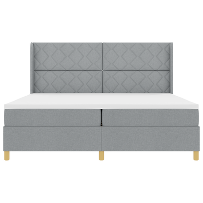 Boxspringbed met matras en LED stof lichtgrijs 200x200 cm