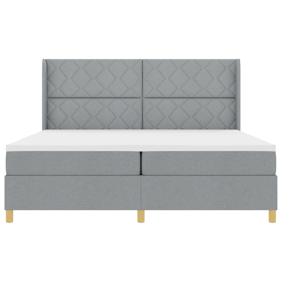 Boxspringbed met matras en LED stof lichtgrijs 200x200 cm