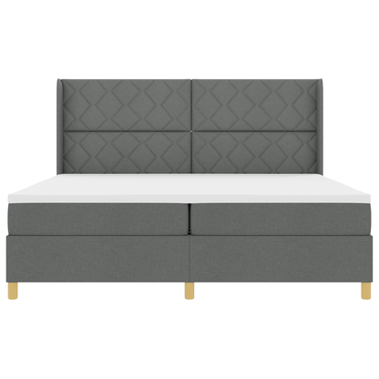 Boxspringbed met matras en LED stof donkergrijs 200x200 cm