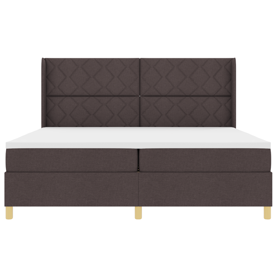 Boxspringbed met matras en LED stof donkerbruin 200x200 cm