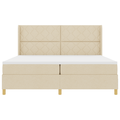 Boxspringbed met matras en LED stof crèmekleurig 200x200 cm