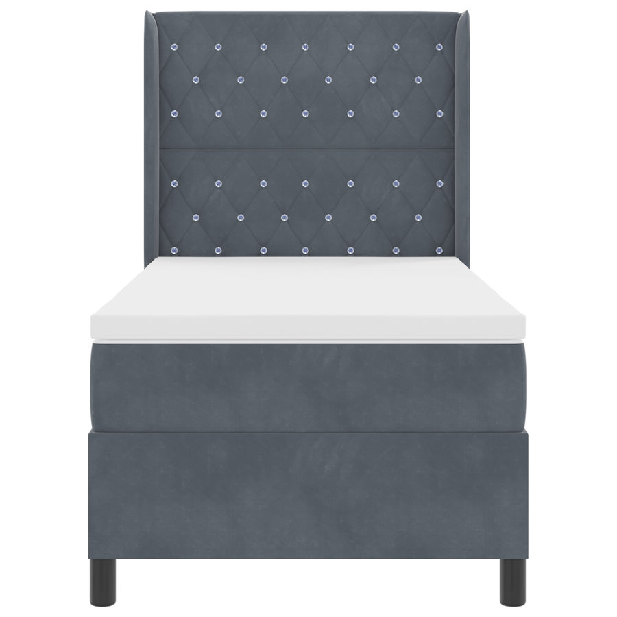 Boxspringbed met matras en LED fluweel donkergrijs 90x200 cm