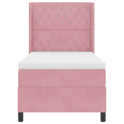 Boxspringbed met matras en LED fluweel roze 90x200 cm