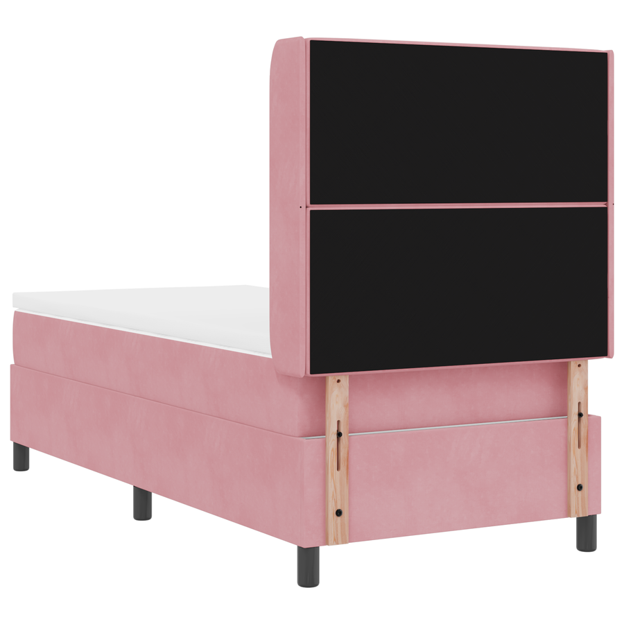 Boxspringbed met matras en LED fluweel roze 100x200 cm