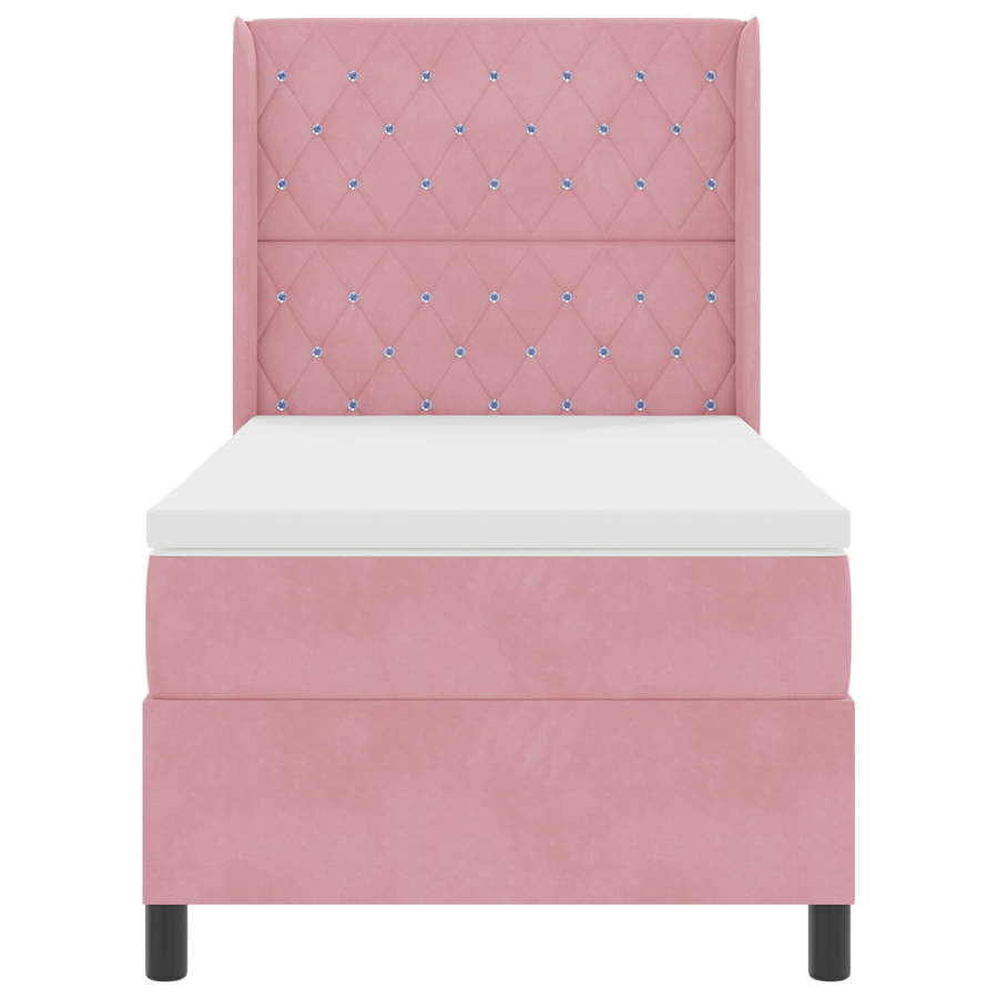 Boxspringbed met matras en LED fluweel roze 100x200 cm