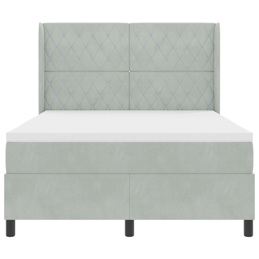 Boxspringbed met matras en LED fluweel lichtgrijs 140x190 cm