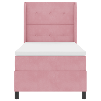 Boxspringbed met matras en LED fluweel roze 90x200 cm