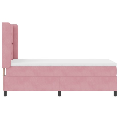 Boxspringbed met matras en LED fluweel roze 90x200 cm