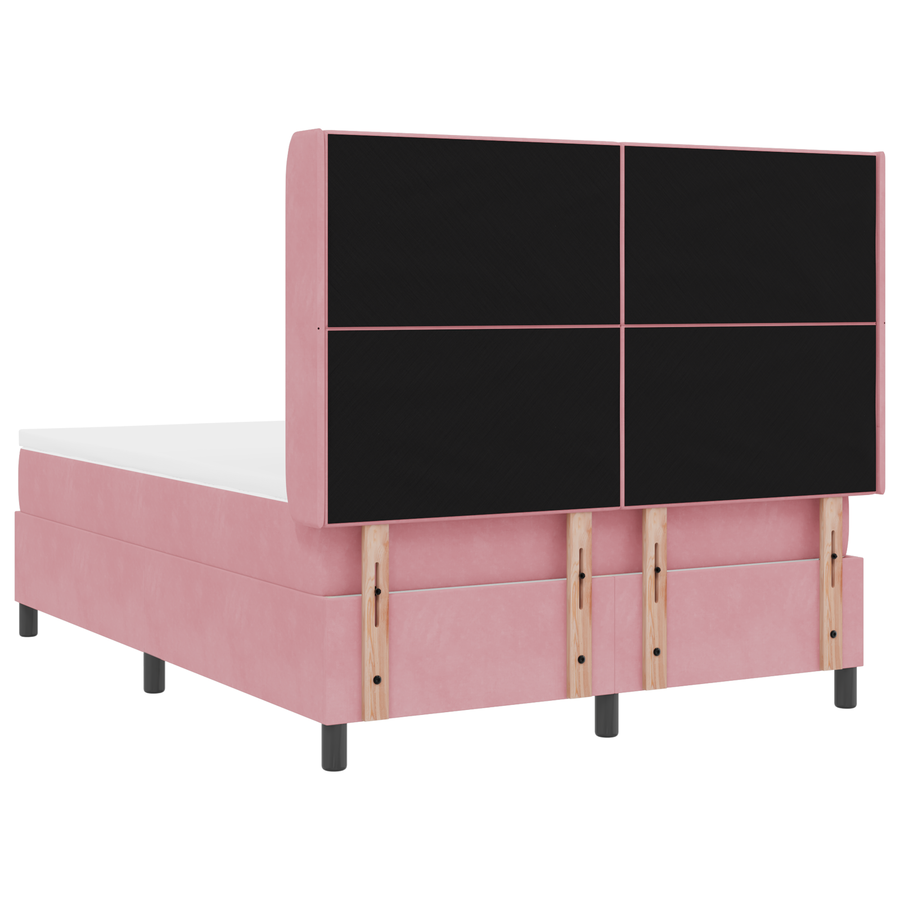 Boxspringbed met matras en LED fluweel roze 140x190 cm