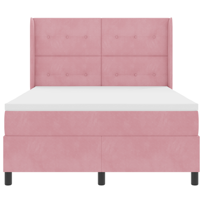 Boxspringbed met matras en LED fluweel roze 140x190 cm