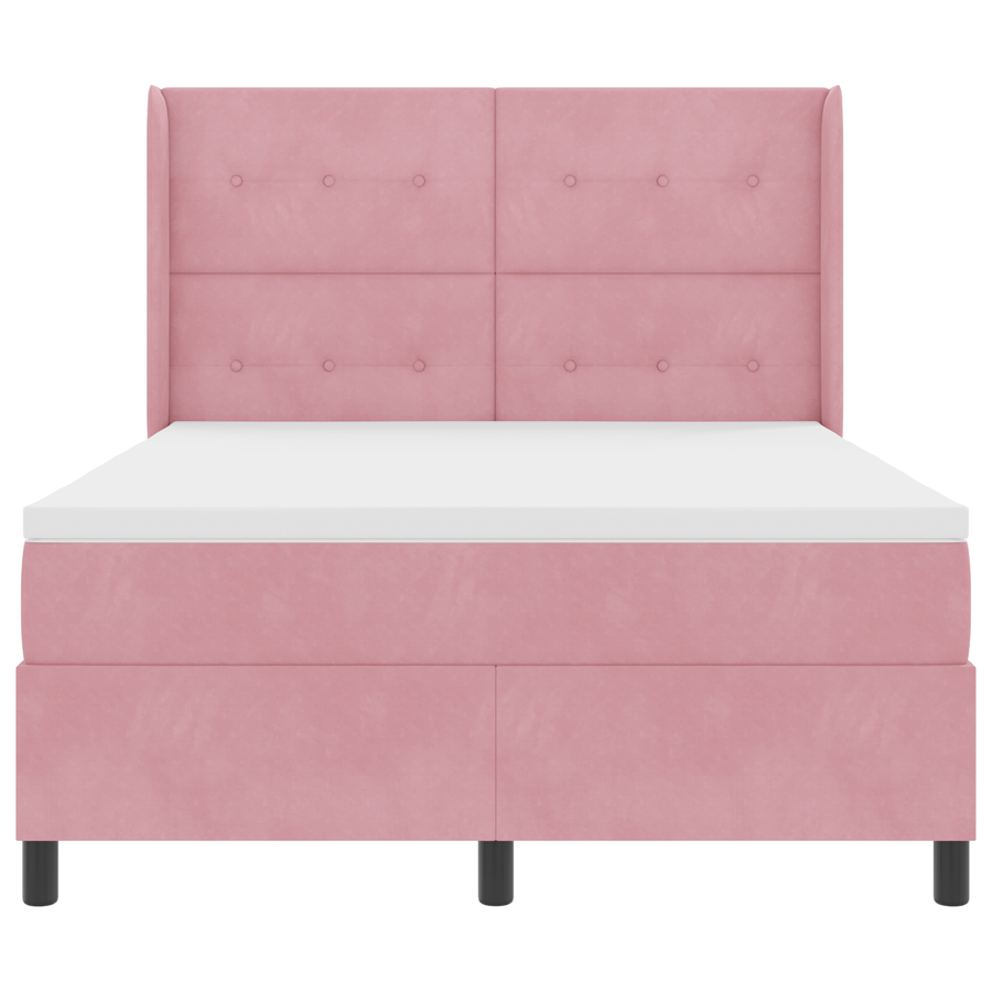 Boxspringbed met matras en LED fluweel roze 140x200 cm