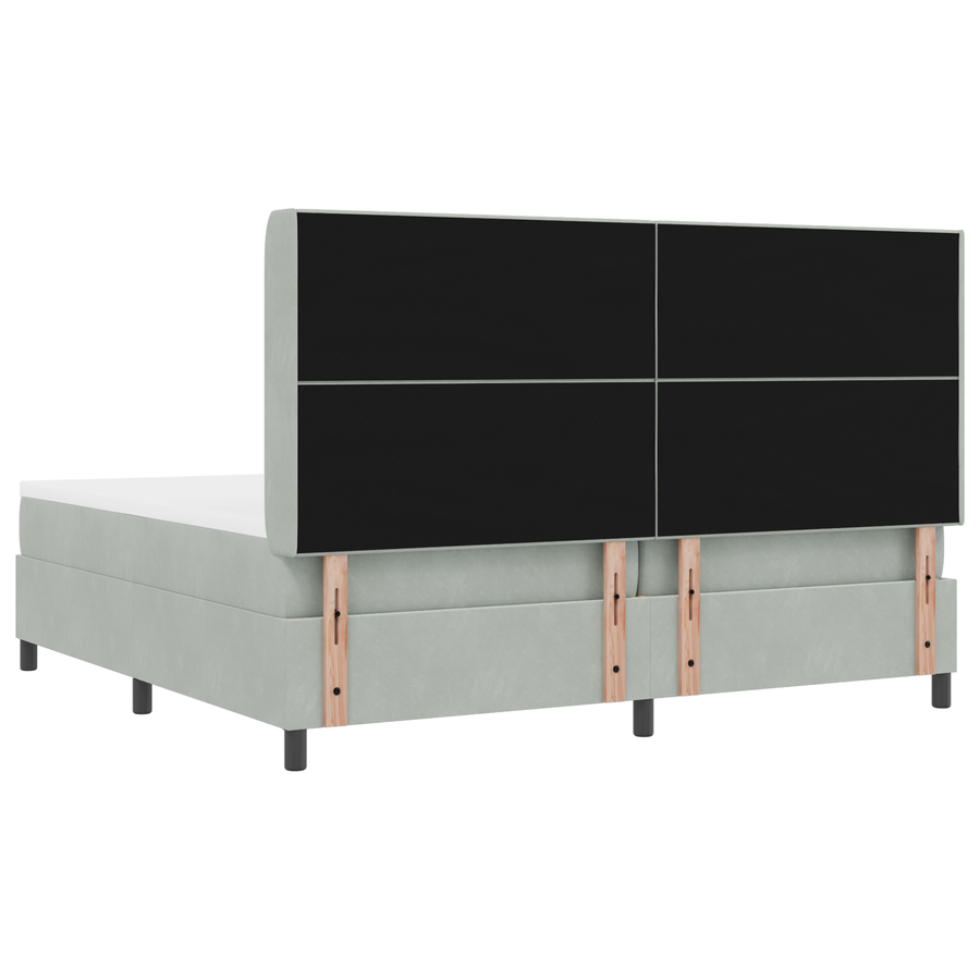 Boxspringbed met matras en LED fluweel lichtgrijs 200x200 cm