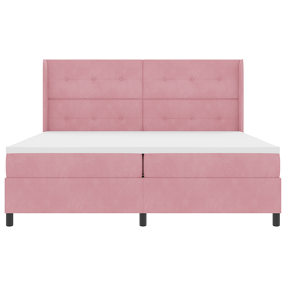 Boxspringbed met matras en LED fluweel roze 200x200 cm