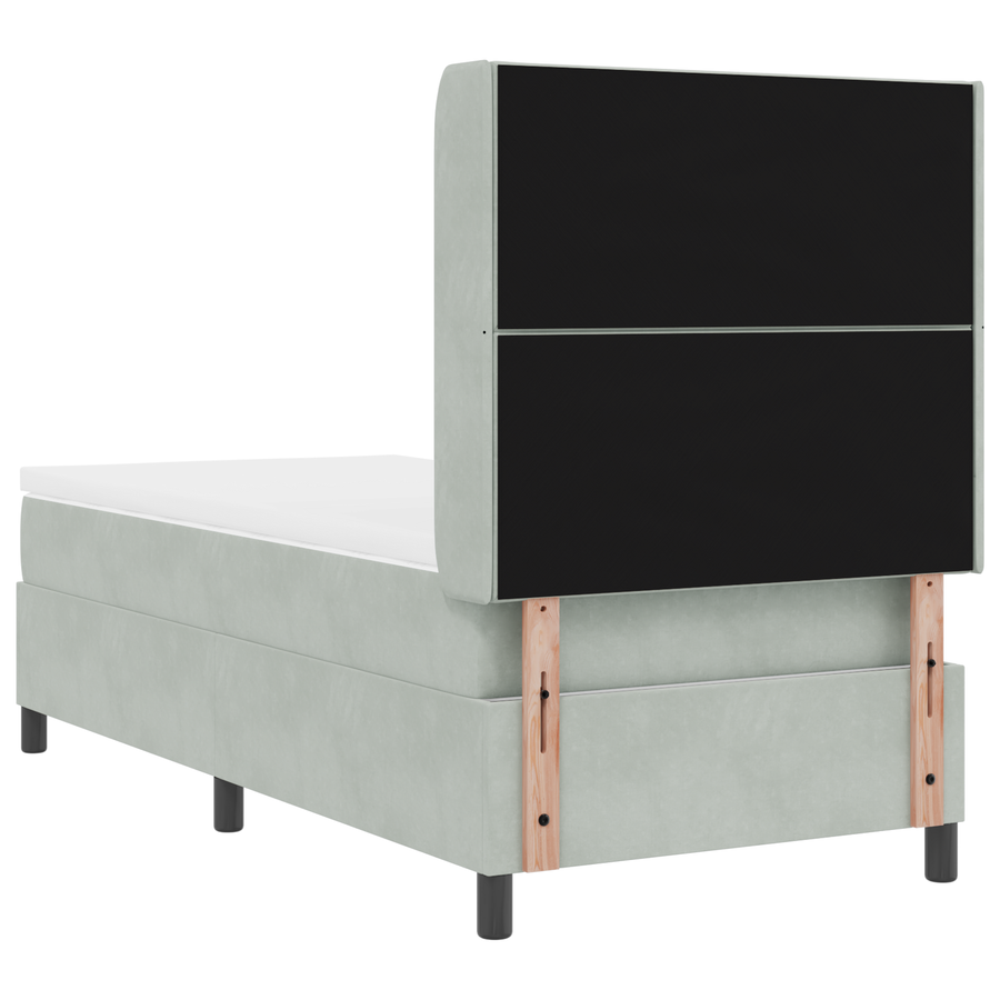 Boxspringbed met matras en LED fluweel lichtgrijs 90x200 cm