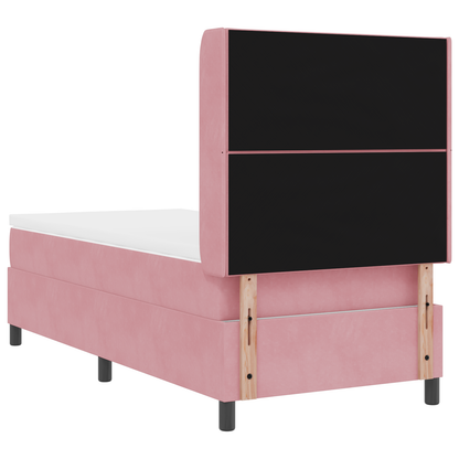 Boxspringbed met matras en LED fluweel roze 90x200 cm