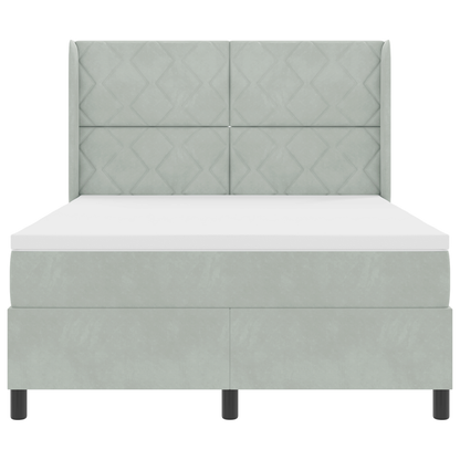 Boxspringbed met matras en LED fluweel lichtgrijs 140x200 cm