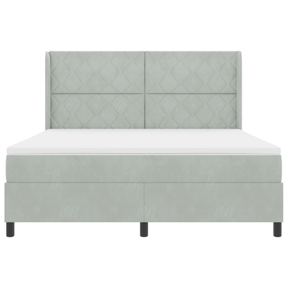 Boxspringbed met matras en LED fluweel lichtgrijs 180x200 cm