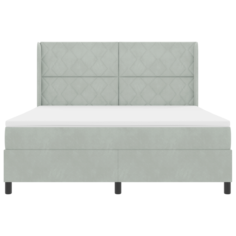 Boxspringbed met matras en LED fluweel lichtgrijs 180x200 cm