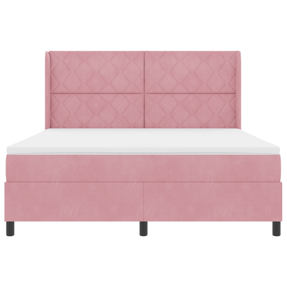 Boxspringbed met matras en LED fluweel roze 180x200 cm
