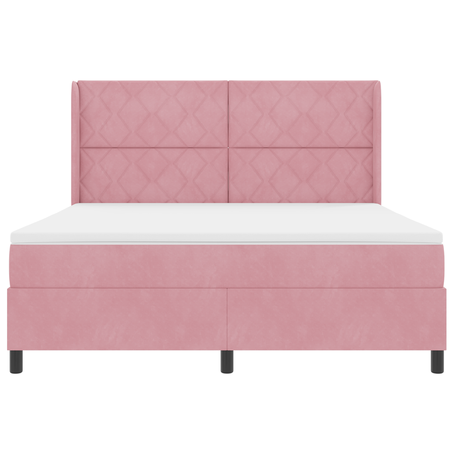 Boxspringbed met matras en LED fluweel roze 180x200 cm