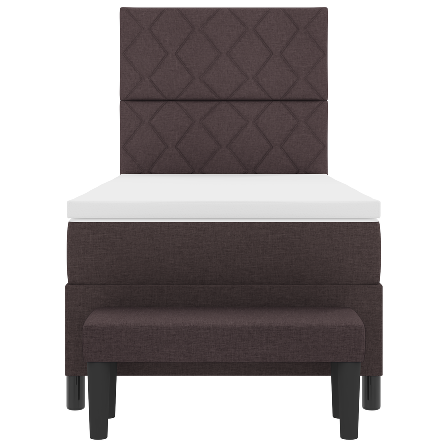 Boxspringbed met Matras & Bench Donkerbruin 100x200 cm Stof