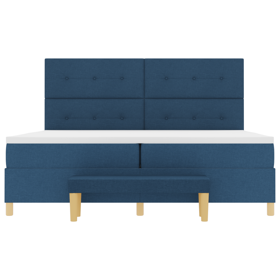 Boxspringbed met matras en bank stof blauw 200x200 cm