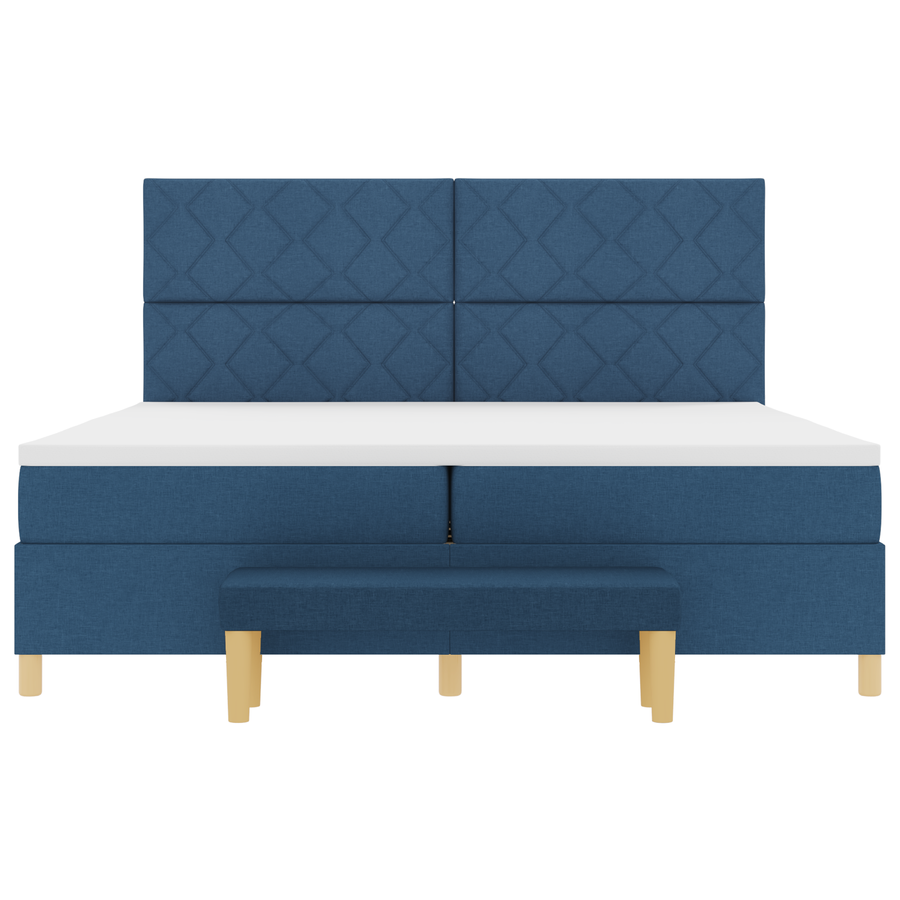 Boxspring Bed met Matras & Bank Blauw 200x200 cm Stof