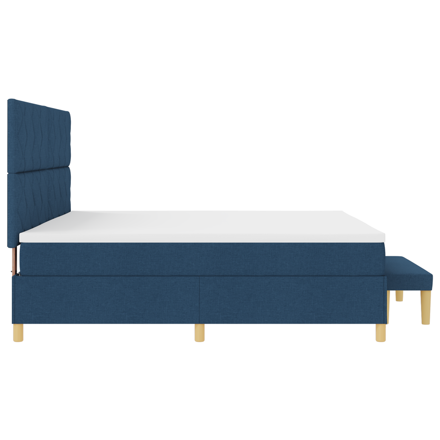 Boxspring Bed met Matras & Bank Blauw 200x200 cm Stof