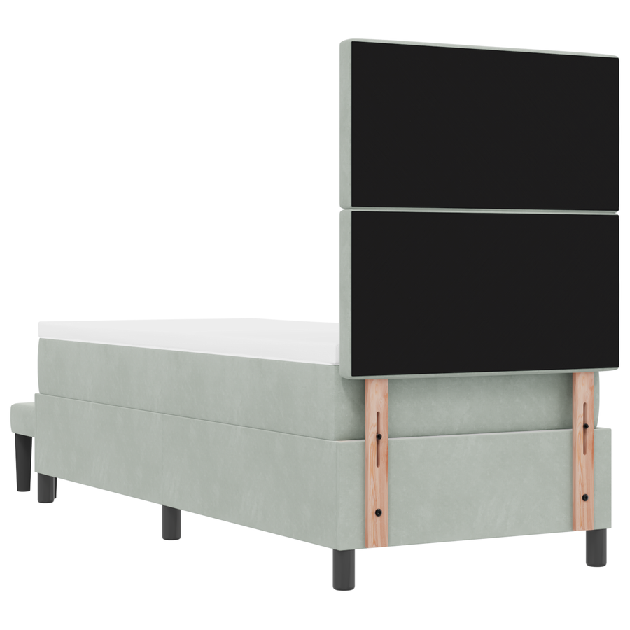 Boxspring Bed met Matras & Bank Lichtgrijs 80x200 cm Fluweel