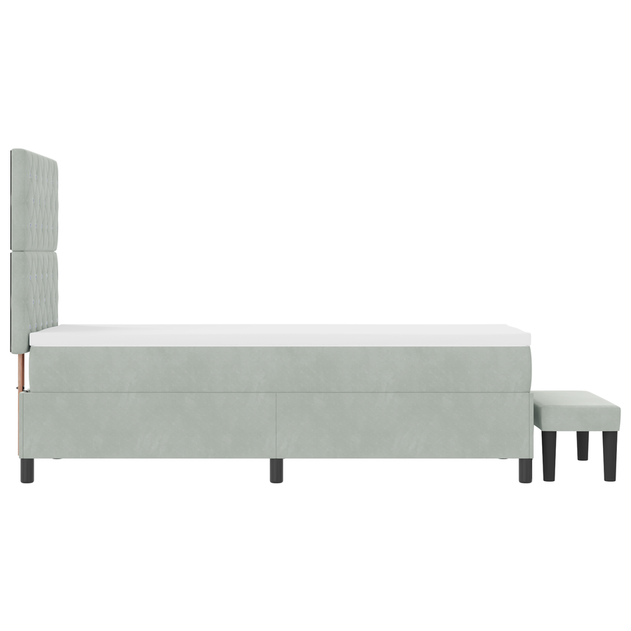 Boxspring Bed met Matras & Bank Lichtgrijs 80x200 cm Fluweel