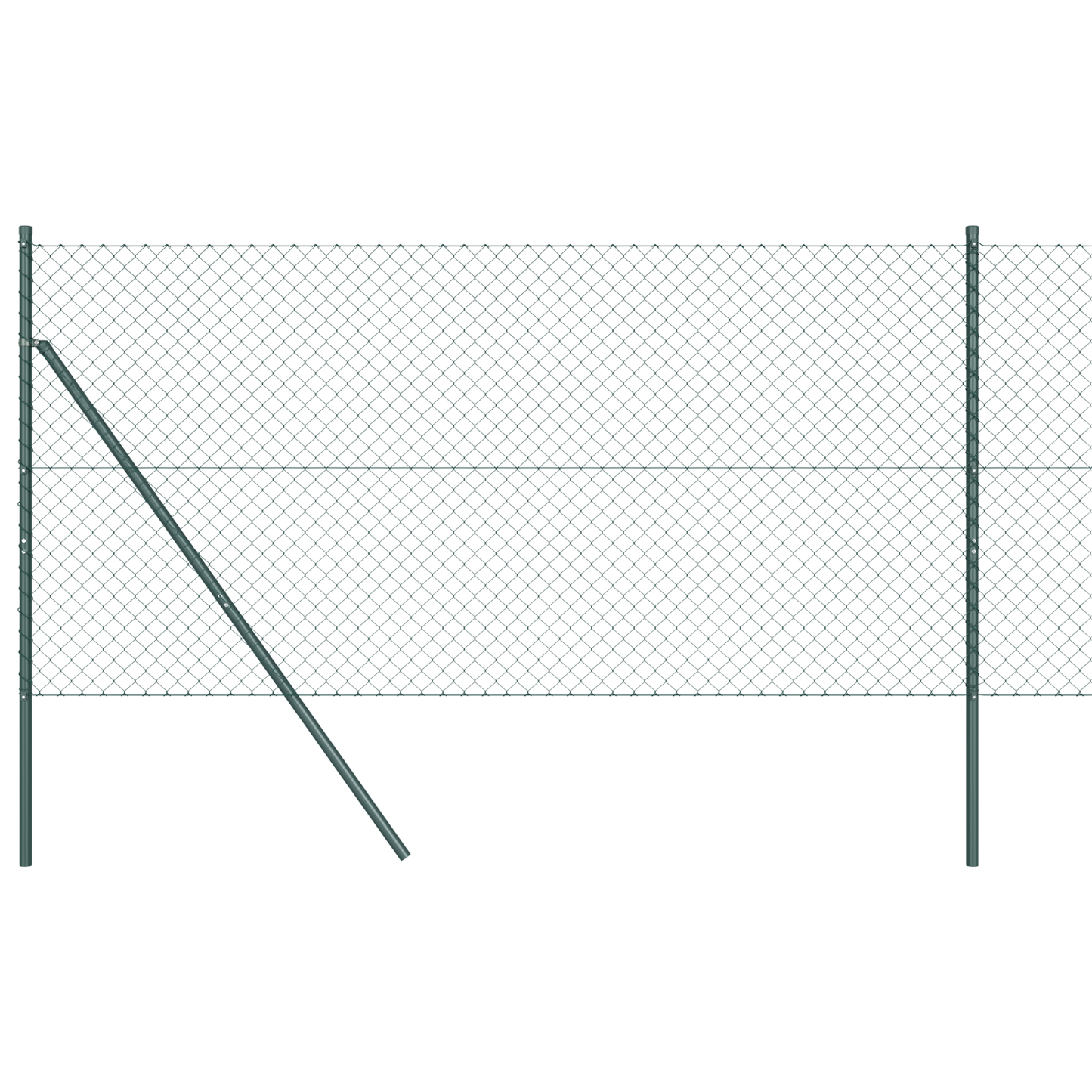 Kettenschutting met 7 Palen 1,2x10 m Gegalvaniseerd Staal Groen