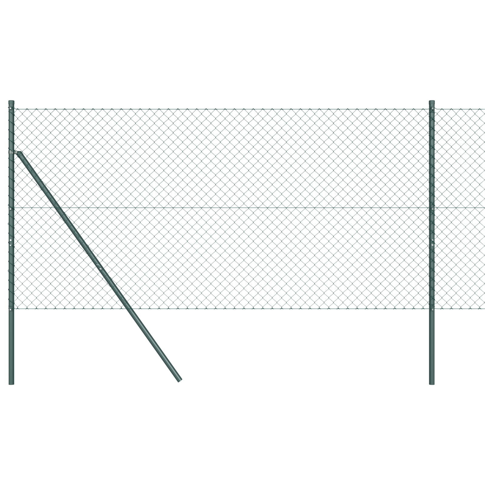 Kettenschutting met 7 Palen 1,2x10 m Gegalvaniseerd Staal Groen