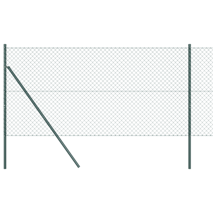 Kettenschutting met 7 Palen 1,2x10 m Gegalvaniseerd Staal Groen