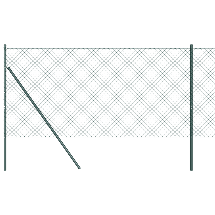 Kettenschutting met 7 Palen 1,2x10 m Gegalvaniseerd Staal Groen