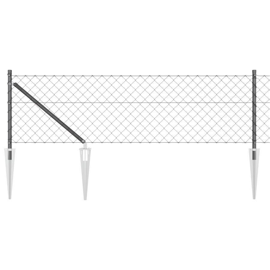 Kettingenhek met 13 Spijkerpalen 0,8x25 m Gegalvaniseerd Staal