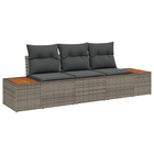 Tuin loungeset 3-delig poly rattan acacia grijs