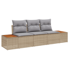 Tuin loungeset 3-delig poly rattan acacia beige lichtgrijs