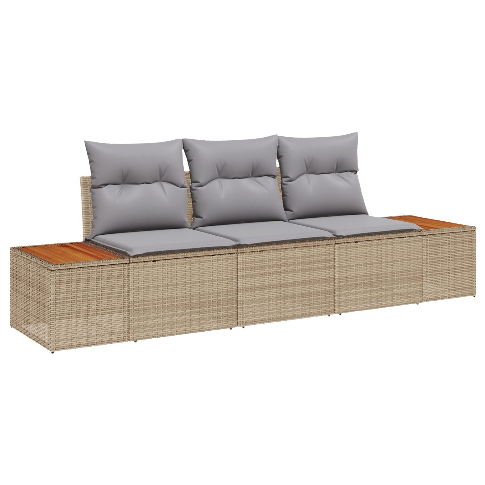 3-delige Tuinbankenset met kussens poly rattan acacia beige