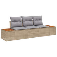 3-delige Tuinbankenset met kussens poly rattan acacia beige