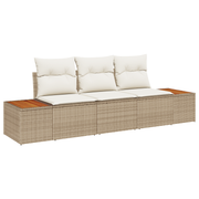 Loungebanken set 3-delig poly rattan acacia beige