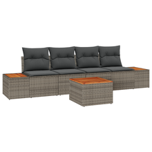 5-delige ligbed set met kussens grijs poly rattan acacia