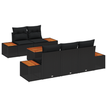 6-delige tuinset met kussens zwart poly rattan acacia