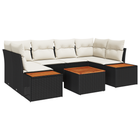 Tuinset poly rattan acacia 6-delig zwart